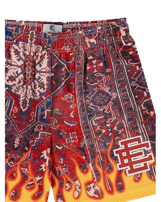 Eric Emanuel Red Ee Basic Flame-Print Shorts for men