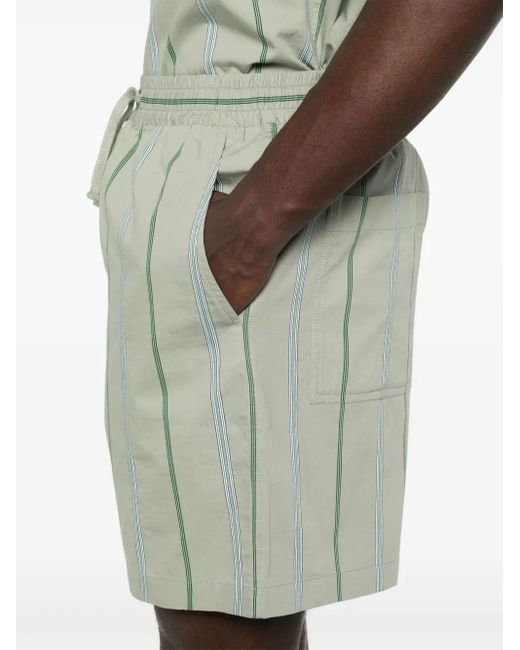 Maison Kitsuné Green Striped Shorts for men