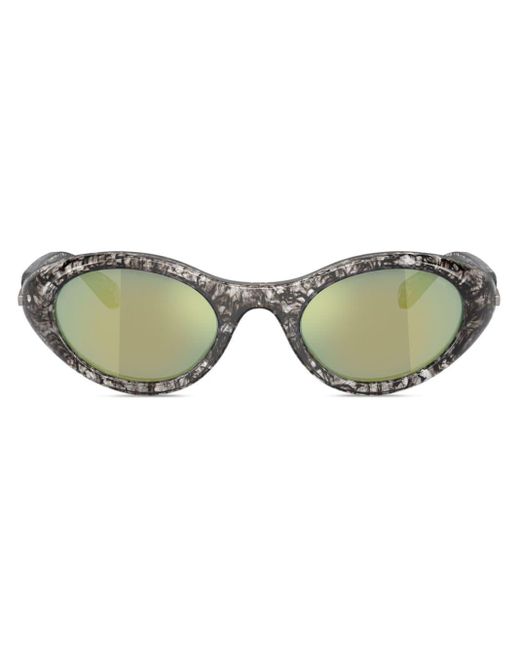 DIESEL Green Logo-plaque Oval-frame Sunglasses