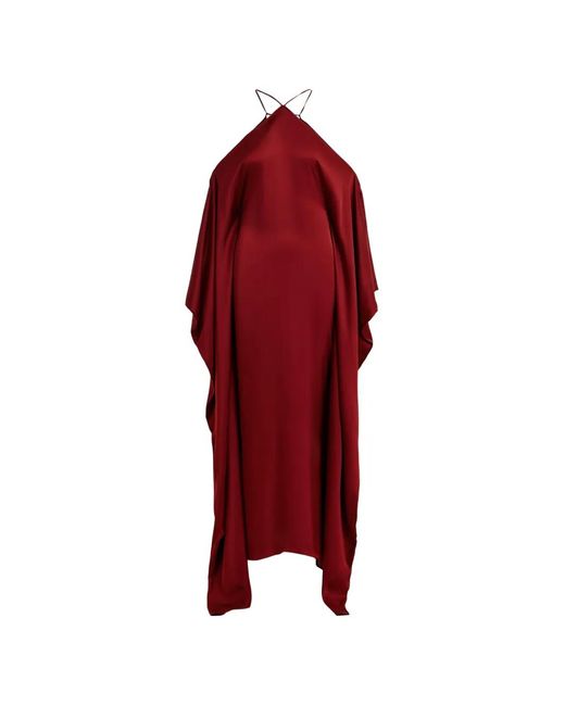 Essentiel Antwerp Red Halterneck Waterfall-Side Maxi Dress