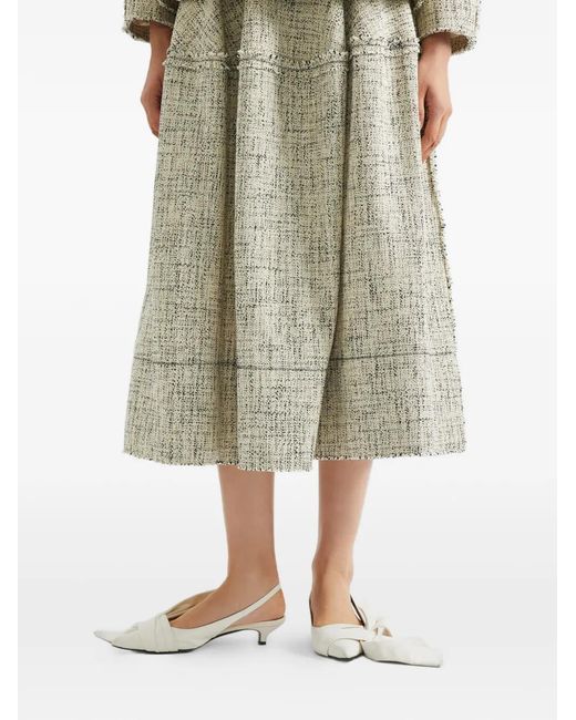 Erdem Natural Ruffled Midi Skirt