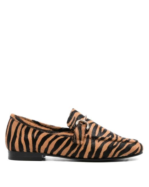 Bibi Lou Brown Zebra-Print Loafers