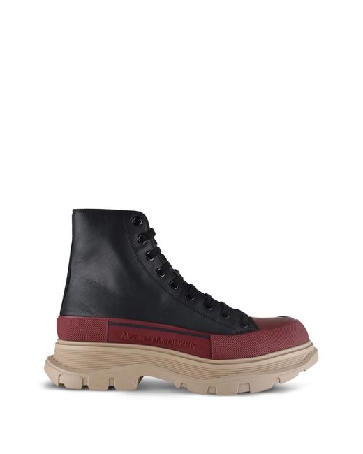 McQueen Brown Tread Slick Lace-Up Boots for men