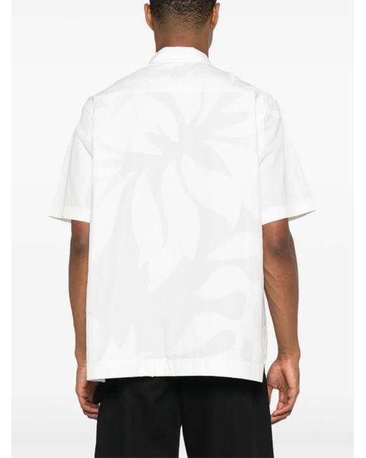 Sacai White Embroidered-Design Button-Up Shirt for men