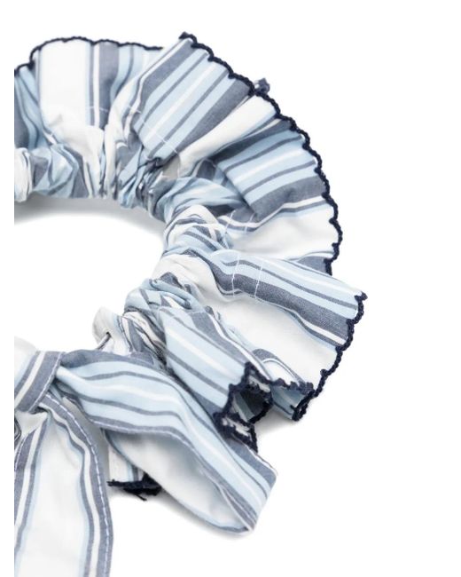 Damson Madder Blue Striped Cotton Scrunchie