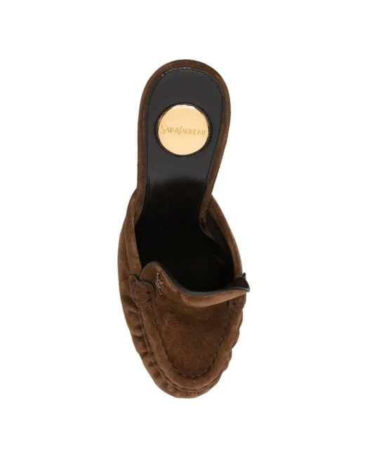 Saint Laurent Brown Le Loafer Suede Heeled Mules