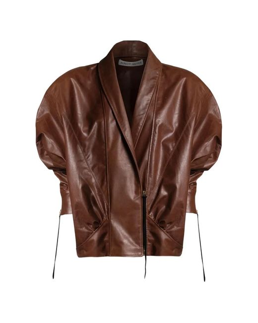 Nineminutes Brown The Virgo Leather Cropped Jacket