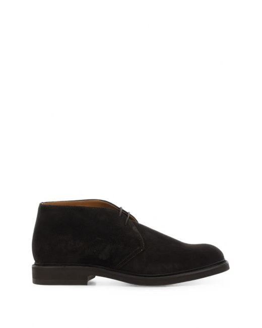 Berwick Shoes Black Suede Desert Boots for men