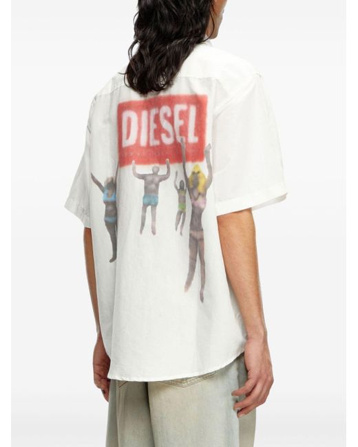 DIESEL White S-elias-a Logo-print Shirt for men