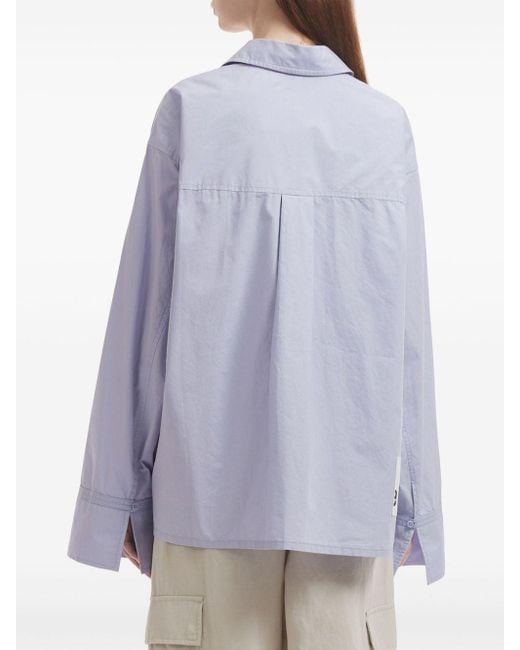 Izzue Blue Logo-embroidered Cotton Shirt