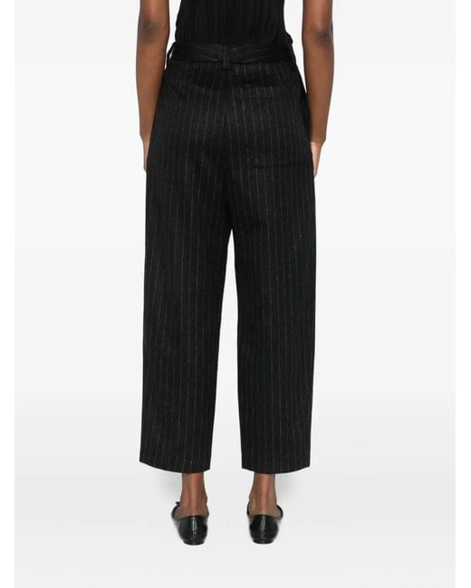 Barena Black Pinstripe Pleated Trousers