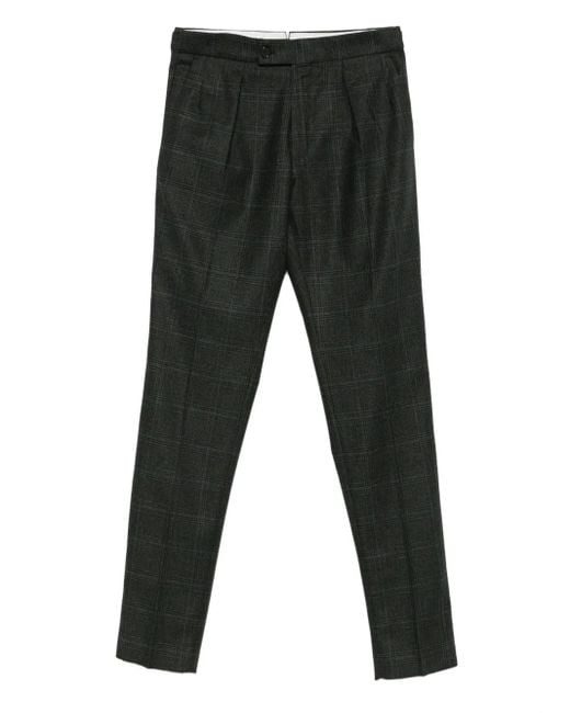 Incotex Black Pleated Checked Trousers for men
