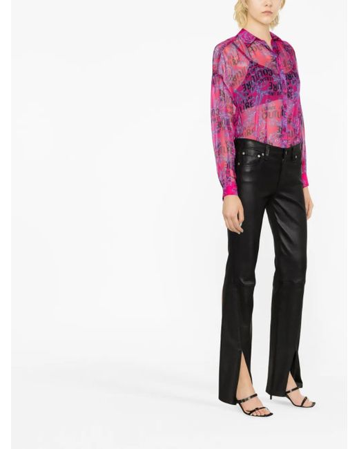 Versace Jeans Couture Pink Logo-Print Long-Sleeve Shirt
