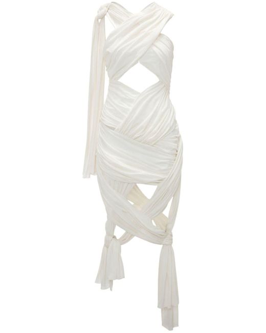 J.W. Anderson White Draped Wrap Midi Dress