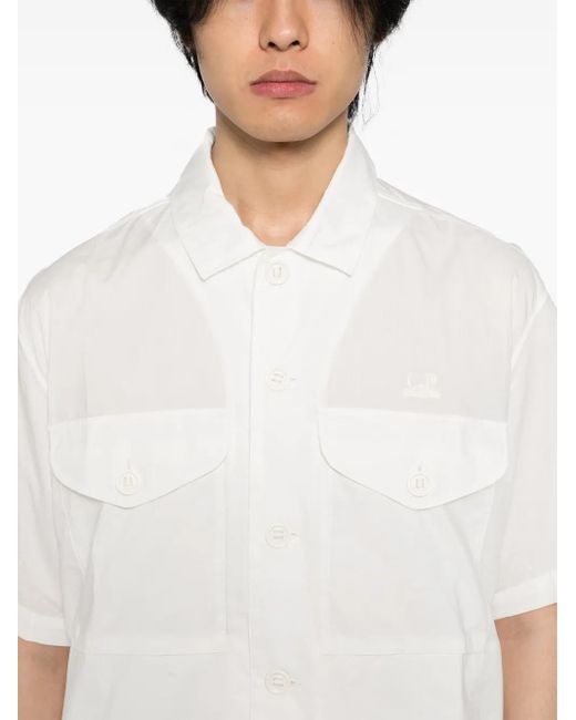 C P Company White Poplin Cotton Shirt for men