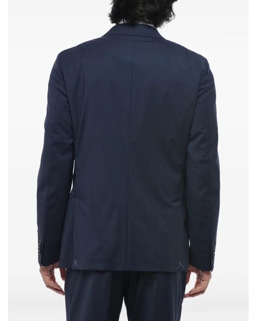 Corneliani Blue Double-Breasted Peak-Lapel Suit for men