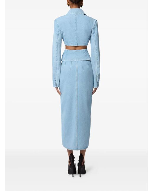 Nina Ricci Blue Draped Denim Midi Skirt