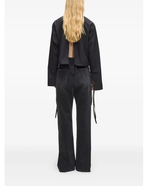 Karl Lagerfeld Black Split-Hem High-Rise Jeans