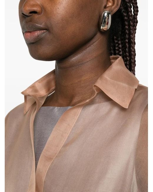 Mazzarelli Pink Organza Sheer Shirt