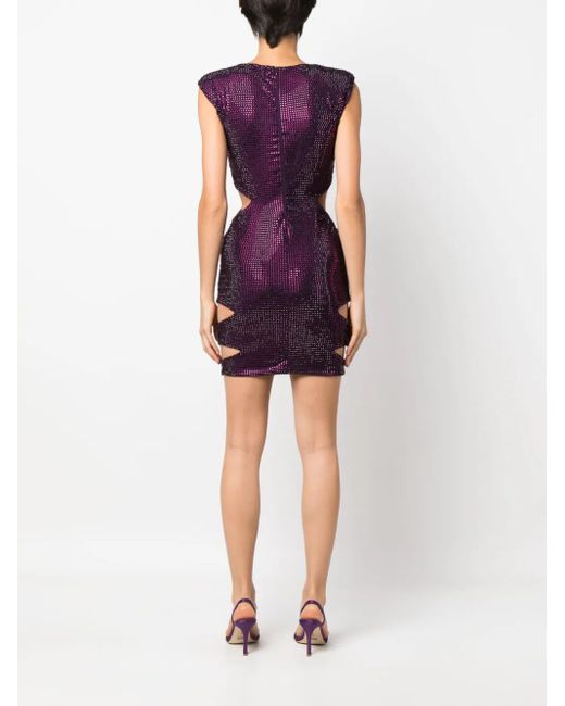 Philipp Plein Purple Crystal-Embellished Minidress