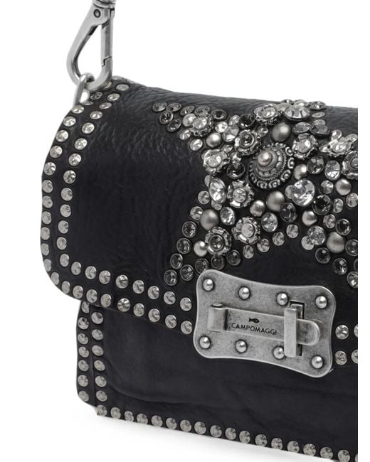 Campomaggi Black Agnese Stud-Embellished Shoulder Bag