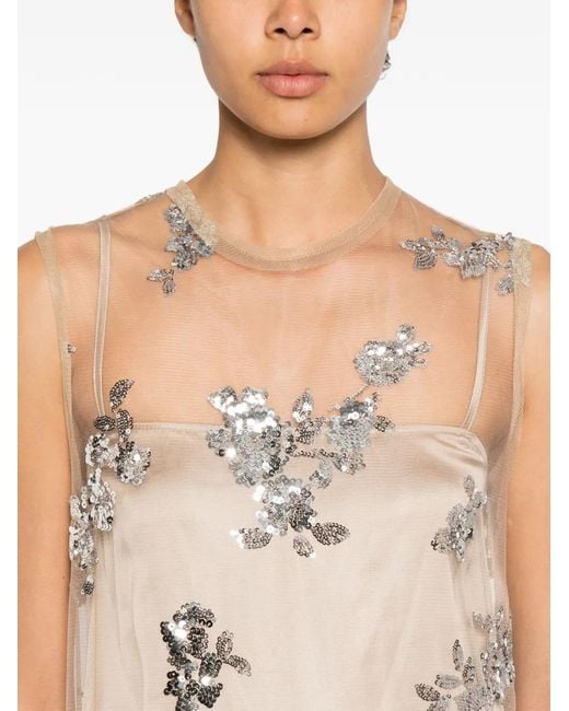 Ottod'Ame Natural Sequin-Embellished Midi Dress