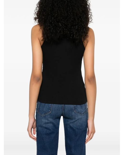 Twinset Black Floral-Appliqué Tank Top