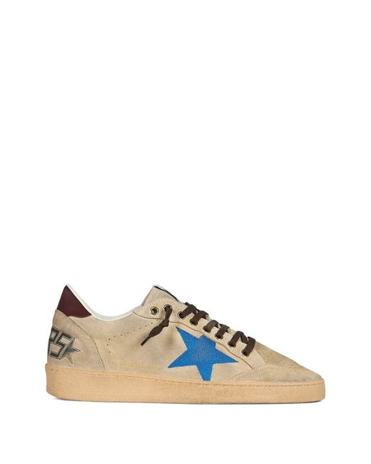 Golden Goose Deluxe Brand Natural Distressed Suede Sneaker With Embroidered Star And Rubber Sole for men