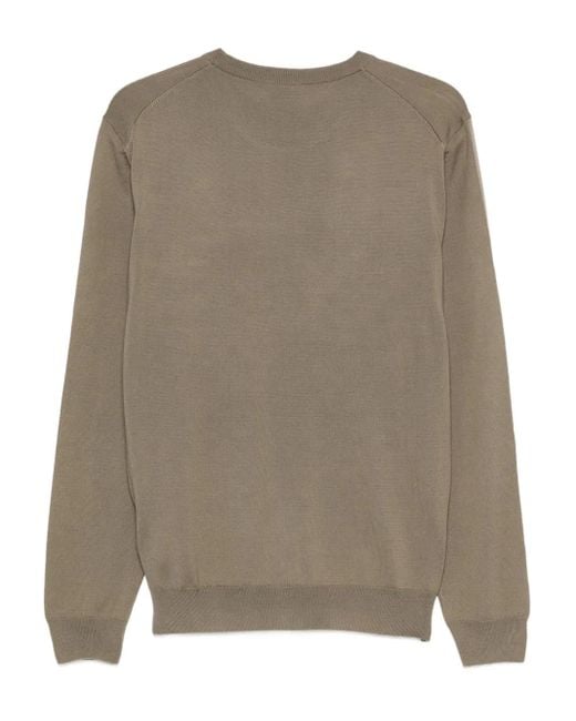 Boss Brown Logo-Embroidered Crew-Neck Sweater for men