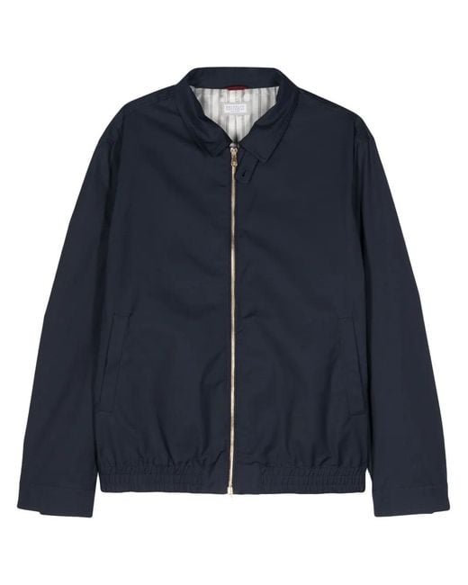 Brunello Cucinelli Blue Elasticated-Hem Jacket for men