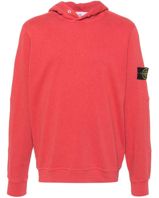 Stone Island Red Cotton Jersey Hoodie for men