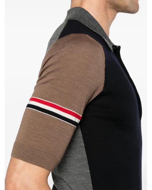 Polo con detalle de rayas RWB Thom Browne de hombre de color Black