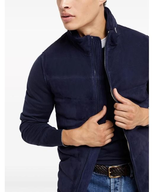 Brunello Cucinelli Blue High-Neck Padded Gilet for men