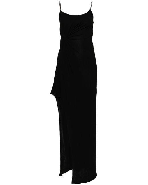 Pinko Black Sleeveless Side-slit Maxi Dress