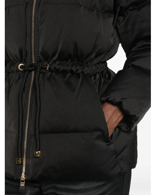 Elisabetta Franchi Black Drawstring Puffer Jacket