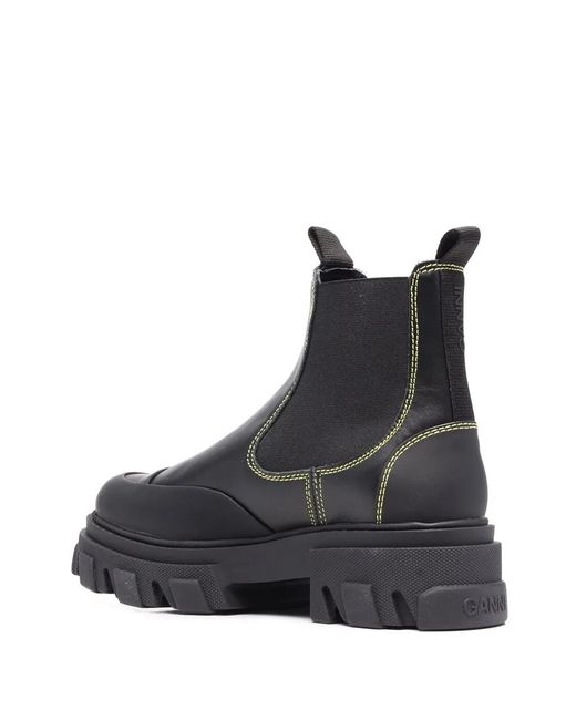 Ganni Black Leather Chelsea Boots