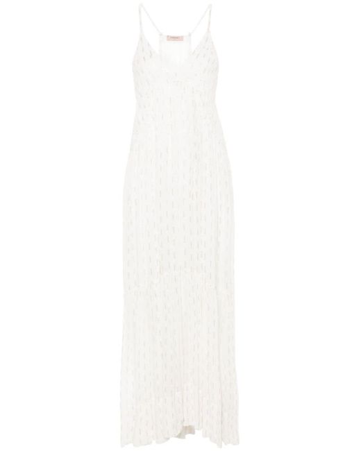 Twin Set White Sequinned Georgette Slip Dress