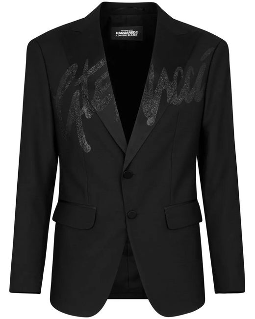 DSquared² Black London Single-Breasted Blazer for men