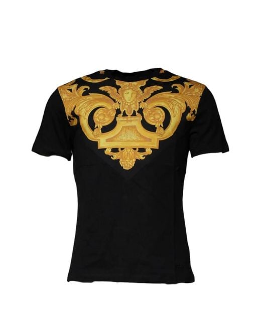 Versace Black Medusa Head Baroque-Print T-Shirt for men