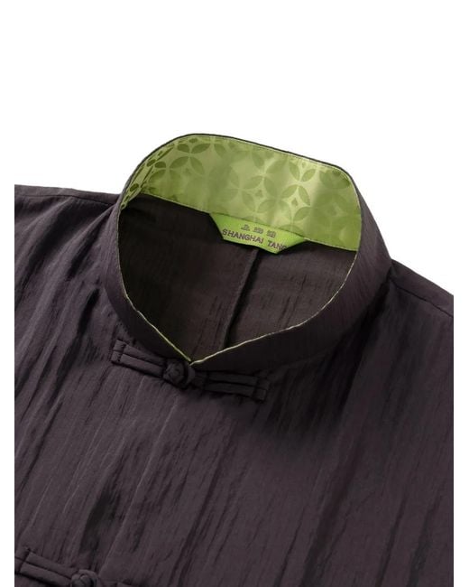 Shanghai Tang Purple Fortune Frog-Fastening Shirt for men