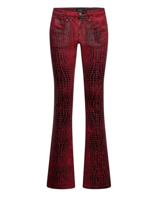 John Richmond Crocodile-Print Flared Trousers