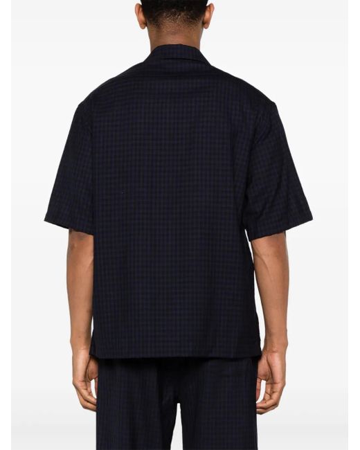 Barena Blue Checked Camp-Collar Shirt for men