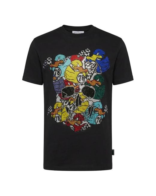 Philipp Plein Black Jersey T-Shirt Plein Ducks Bling for men