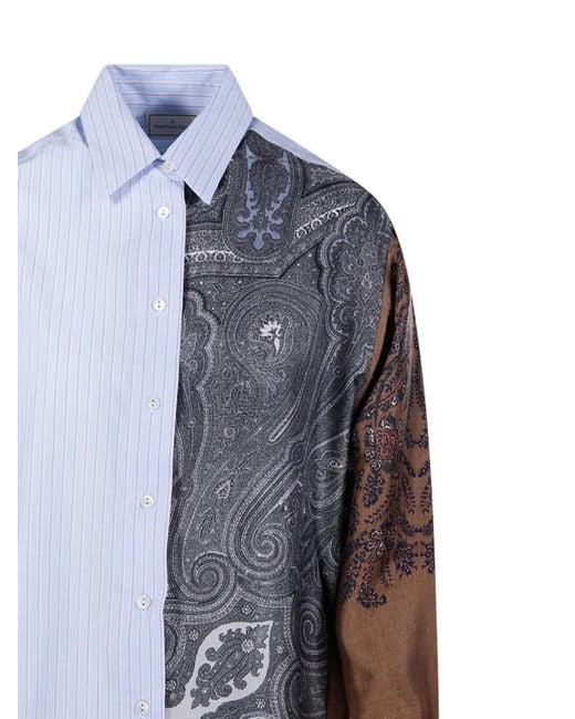Pierre Louis Mascia Blue Alomhi Paisley Striped Shirt