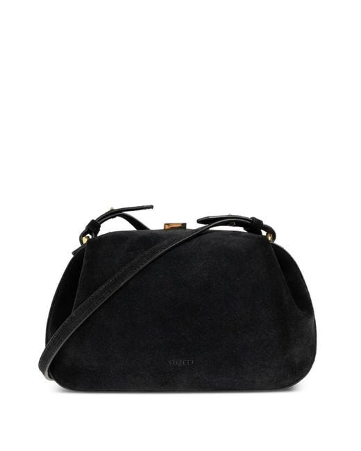 Yuzefi Black Mini Oyster Suede-Finish Chain-Link Tote Bag