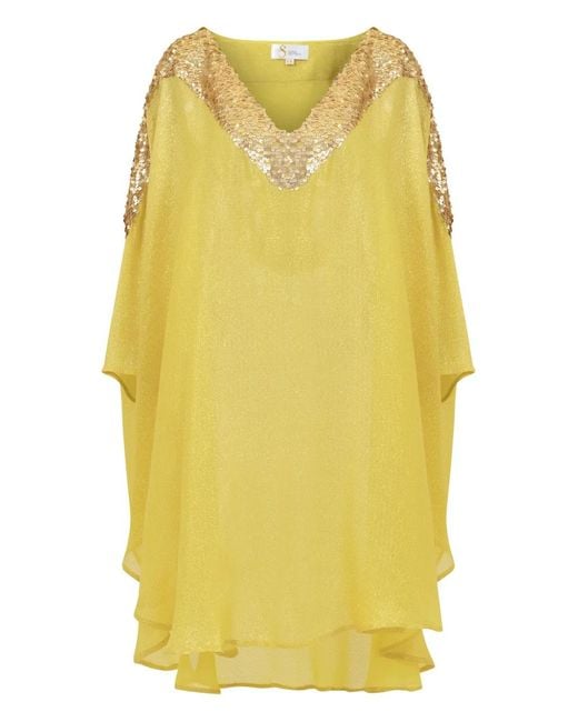 SANA OSMANI Yellow Chloris Hooded Sequin Mini Dress