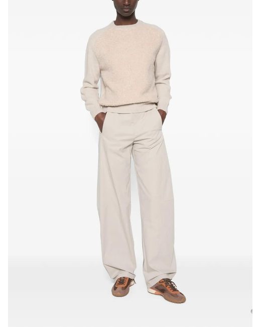 Herno Natural Bouclé-Panel Wool Sweater
