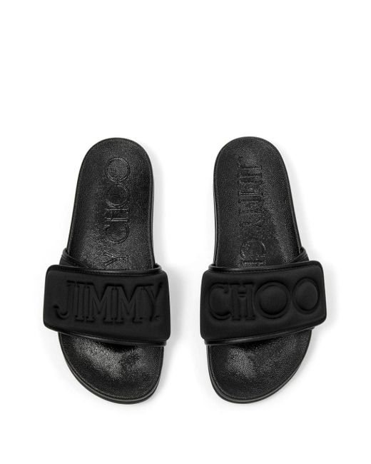 Jimmy Choo Slippers Met Logo-reliëf in het Black