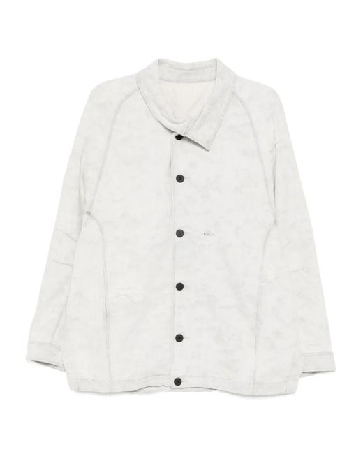 メンズ CROQUIS ダメージ シャツジャケット White