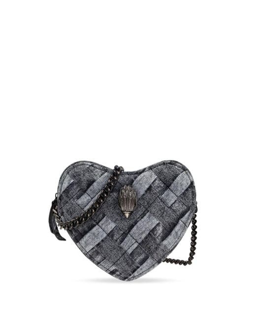 Kurt Geiger Gray Kensington Heart Denim Crossbody Bag
